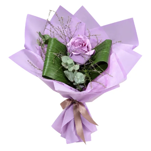 Ramo de 1 rosa lavanda con papel coreano